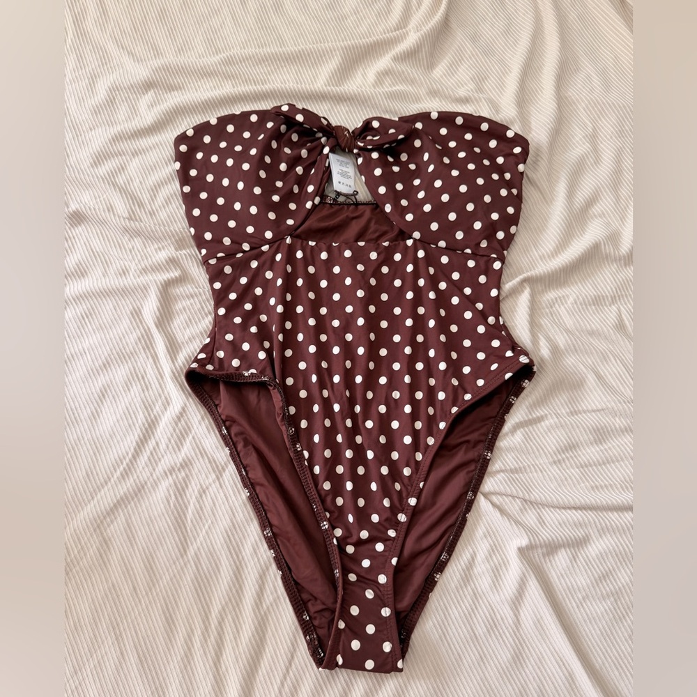 Dippin Daisy Brown Polka Dot One-Piece Swimsuit